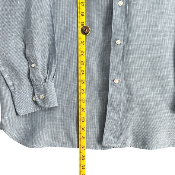 Daniel Cremieux Blue Button Down Long Sleeves Pocket Dress Shirt Linen Large - Picture 6 of 6
